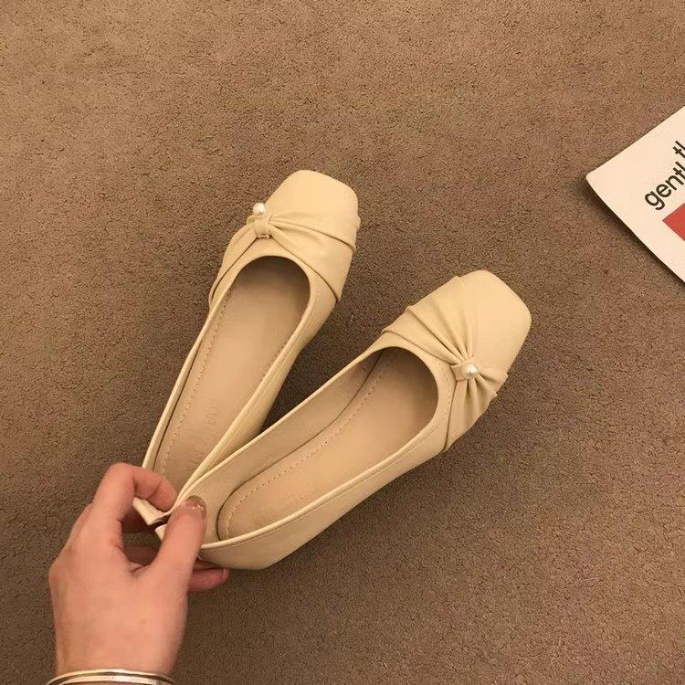 Французские вечерние туфли Мэри Джейн на низком каблуке, новая универсальная обувь на плоской подошве для юбки, туфли бабушки, женские туфли для мамы