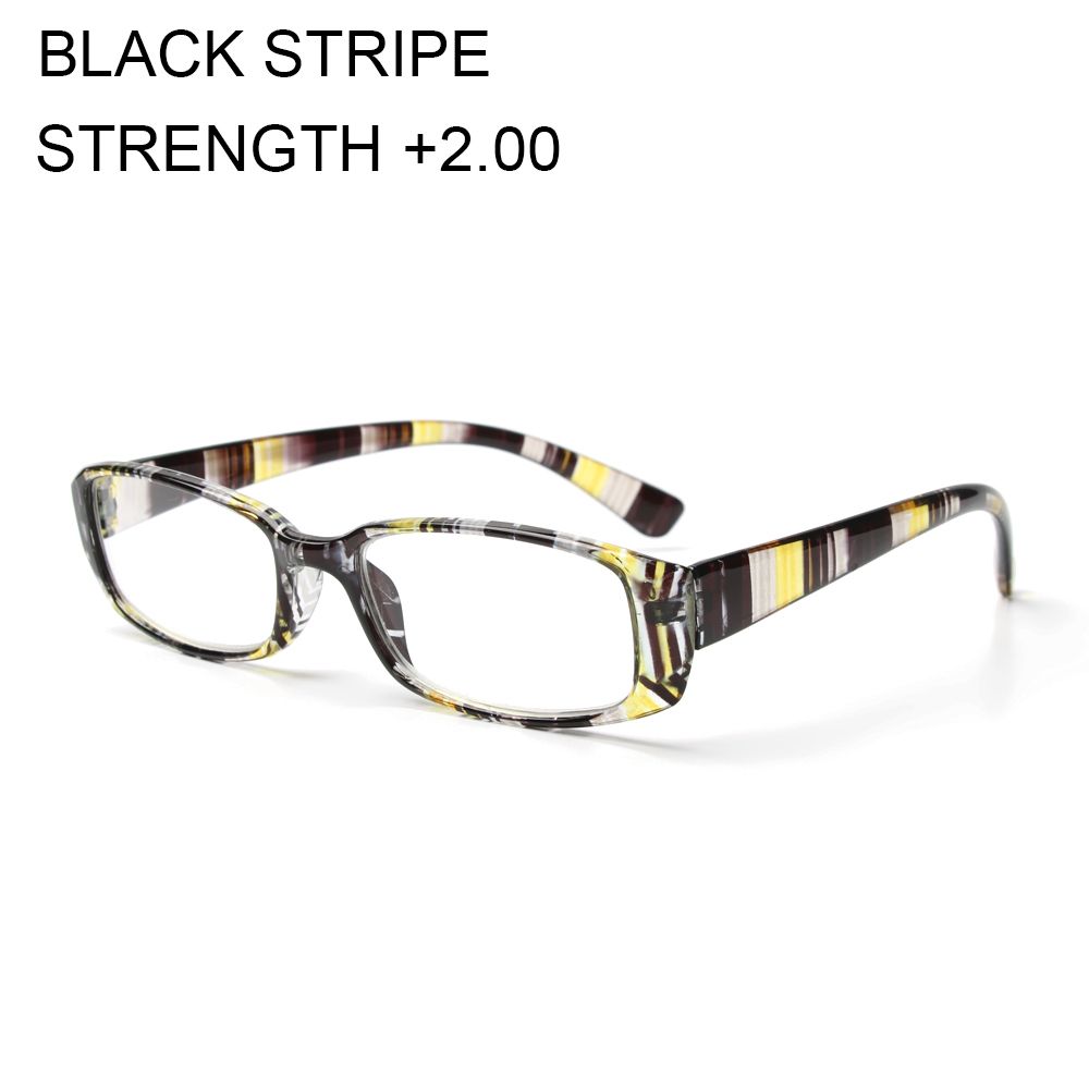 Unisex Vision Care Print Stripe Diopter Eyeglasses Retro Frame Reading Glasses Presbyopic Eyewear