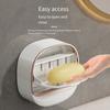 Soap Box Non Perforated Wall Mounted Household Soap Box High-end Drain with Lid Light Luxury Bathroom Soap Storage Rack