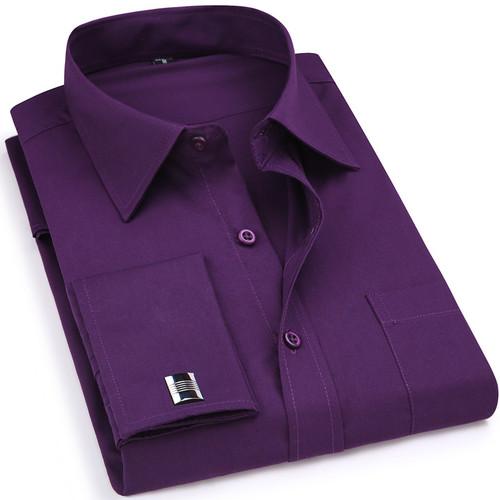 M~6XL Мужская классическая рубашка с французской манжетой 2026 Новая Белая С длинным рукавом Формальная Деловая Пуговицы Мужские Рубашки Обычный крой Запонки Рубашка