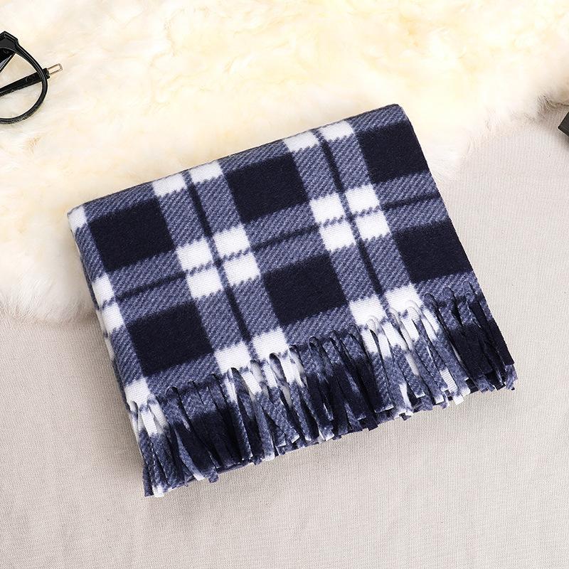 Autumn And Winter Classic Plaid Double-Sided Velvet Gift Scarf Exhibition Night Market Men'S Stall Warm Scarf Women'S Shawl