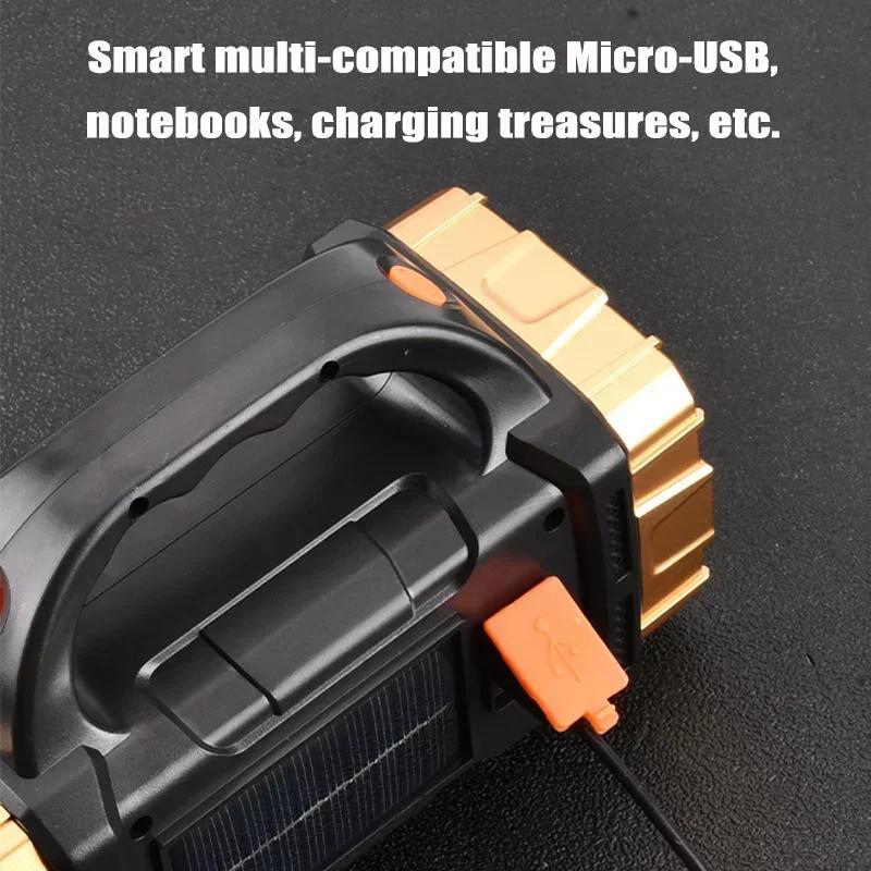 Портативный многофункциональный фонарь с USB и солнечной зарядкой, супер яркий налобный и задний фонарь для кемпинга и чрезвычайных ситуаций