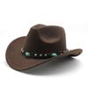 Classic Cowboy Hat Retro Jazz Hat Emerald Woolen Top Hat Felt Hat Retro Imitation Sheep Hat Cowboy Hat