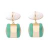 Creative Geometric Square Dangle Earrings Charm Color-block Vintage Stud Earrings Alloy Resin Bohemian Dangle Earring Beach