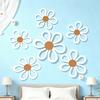6Pcs/Set Bohemia Flower Wall Hanging Ornament Decoration Farmhouse Rustic Wooden Floral Wall Art Home Office Living Room Bedroom Wall Decoration