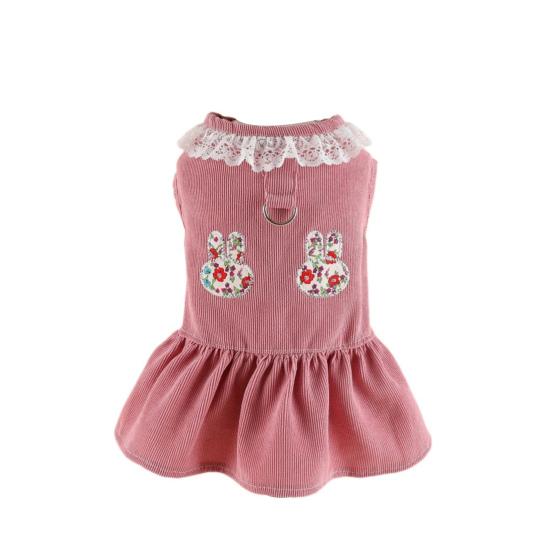 Платье для домашних животных, мягкое и удобное платье принцессы для кошек, собак, кролика с цветочным узором и тяговым кольцом на весну и лето