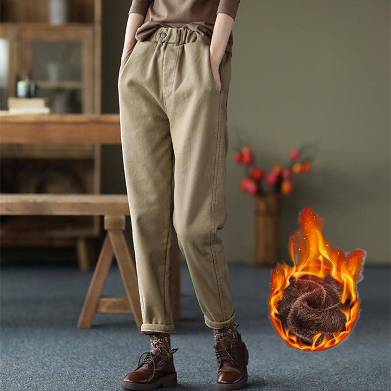 Плюс бархатные утолщенные штаны-шаровары женские осенне-зимние модные узкие брюки в стиле вестерн