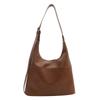 [Lotte Raka] Tote Bag Shoulder Bag Shoulder Handbag Handbag Lightweight PU Leather Ladies Men's Commuting Bag Large Capacity Bag Plain Color (brown)