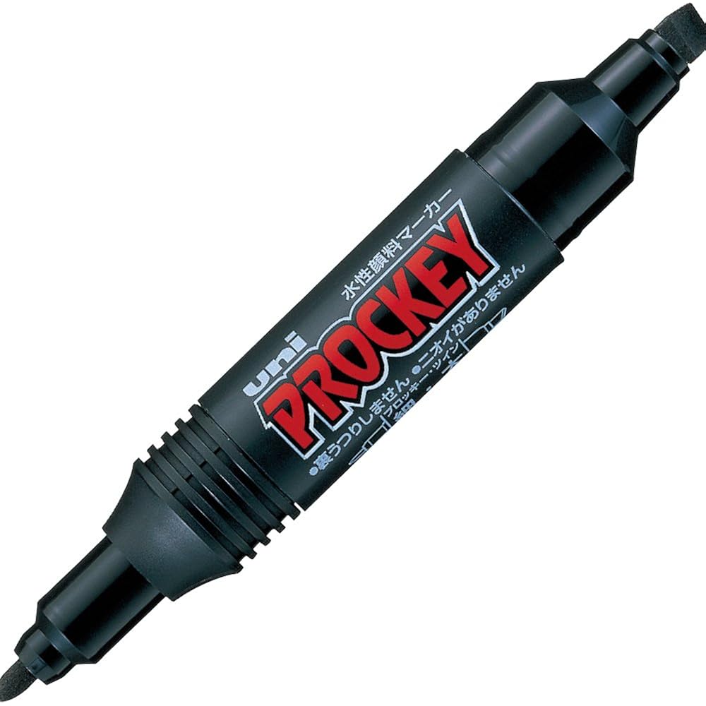 Mitsubishi Pencil Водостойкий маркер Prokey Twin Fine Letter+Bold Черный PM150TR.24, Упаковка 10 штук