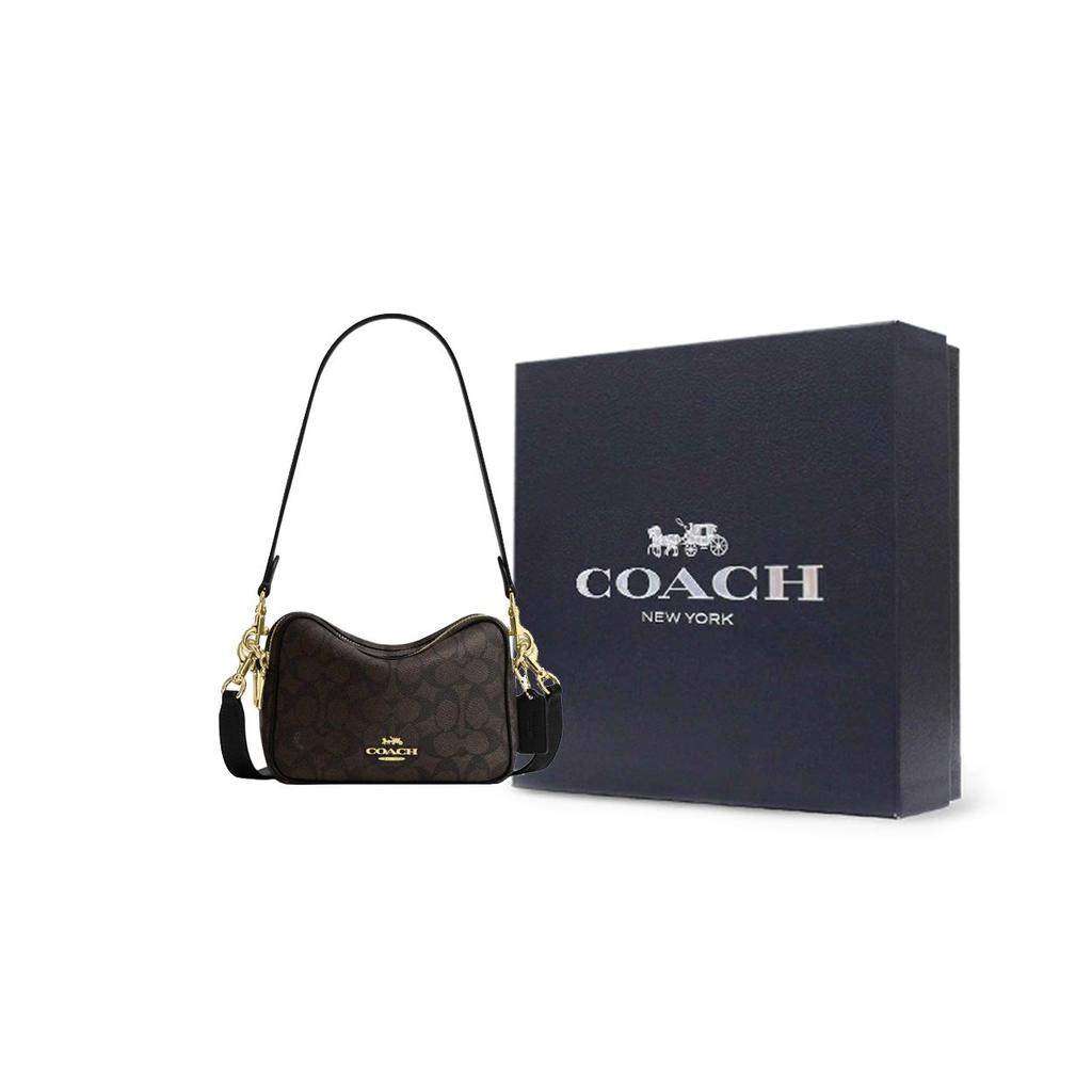 Coach Кэри 19 Двойная застежка-молния Съемная ручка Классический логотип Искусственная кожа Сумка-тост Сумка для камеры Сумка через плечо Мини Женские сумки CEK69-IMXAQ