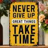 1 шт. Знак «Никогда не сдавайся, великие дела требуют времени» - Настенное искусство, Офис, Спортзал, Мотивационные цитаты, Декор, Подходит для подвешивания