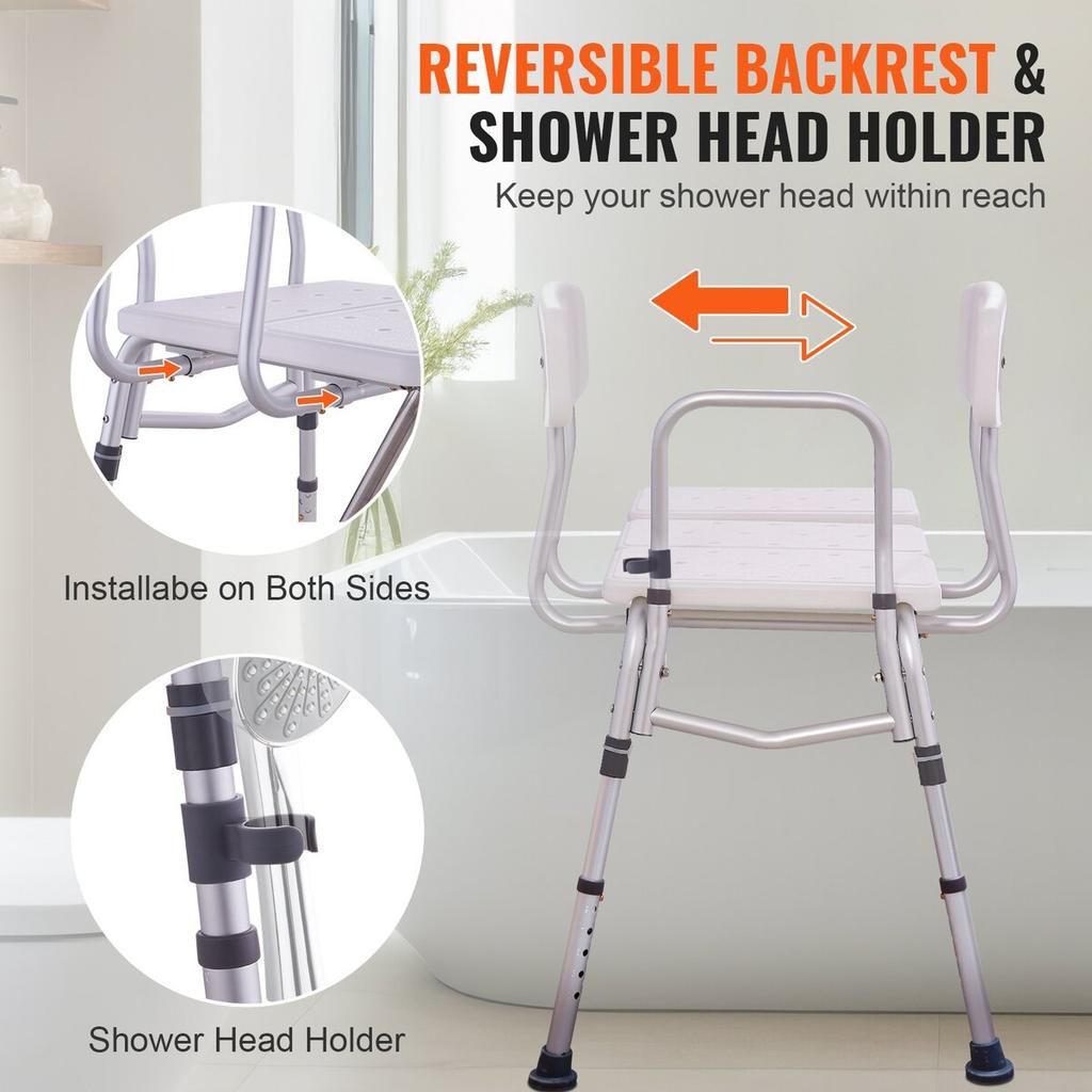 Tub Transfer Bench Bathtub Shower Seat for Senior Height Adjustable 400LBS