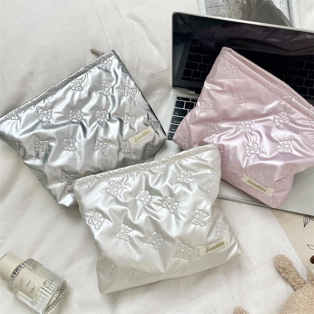 Multifunctional Skincare Products Pouch Love Bow Zipper Makeup Handbag Travel