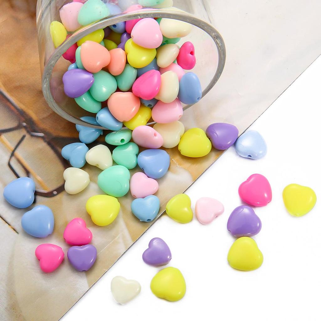 Colourful Heart Shape Acrylic Loose Spacer Beads for Jewelry Making DIY Accessories