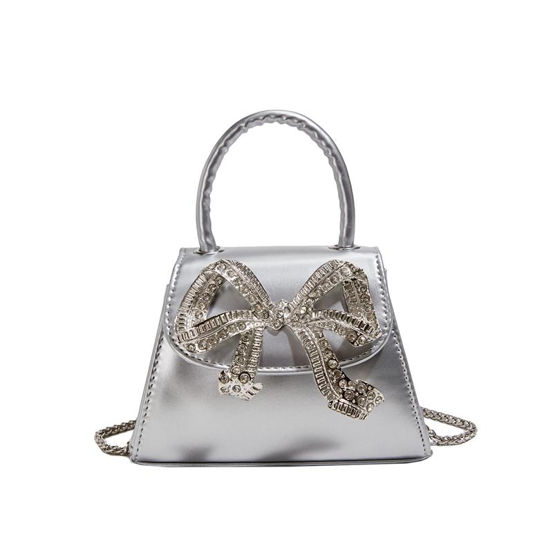 Новая милая мини-сумка через плечо с бриллиантовым бантом для женщин, модная универсальная сумка на одно плечо, повседневный трендовый кошелек для монет