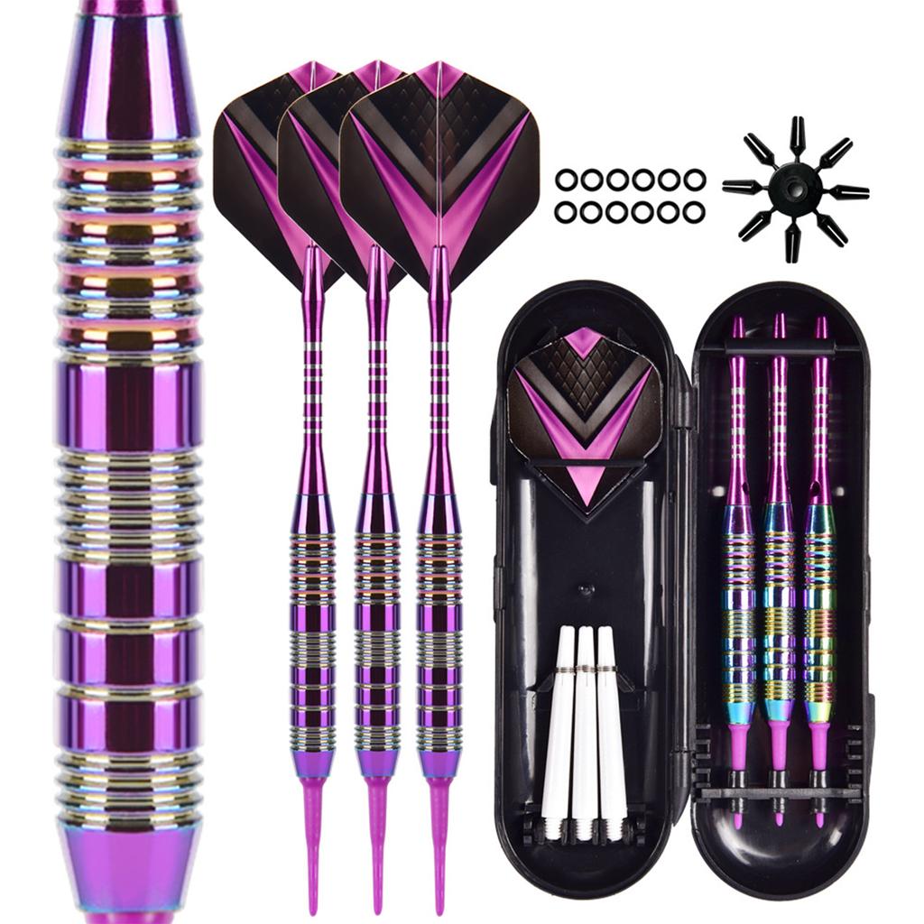 Soft Tip Darts Colorful Electroplating Darts with Storage Case Aluminum Alloy Dart Shafts for Bar Home Office Game Room