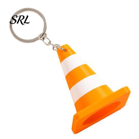 Hanging Traffic Cone Keychain 3D Printed Keychain, Orange White Accessory Decor with Keyring, Schoolbags Handbags Backpacks Charm Pendant