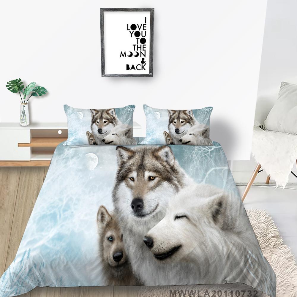 2023 New Style 3D Wolf Printed Single King Size Luxury Duvet Cover Set with Bedding Pillow Home Textiles Duvet Cover Sets