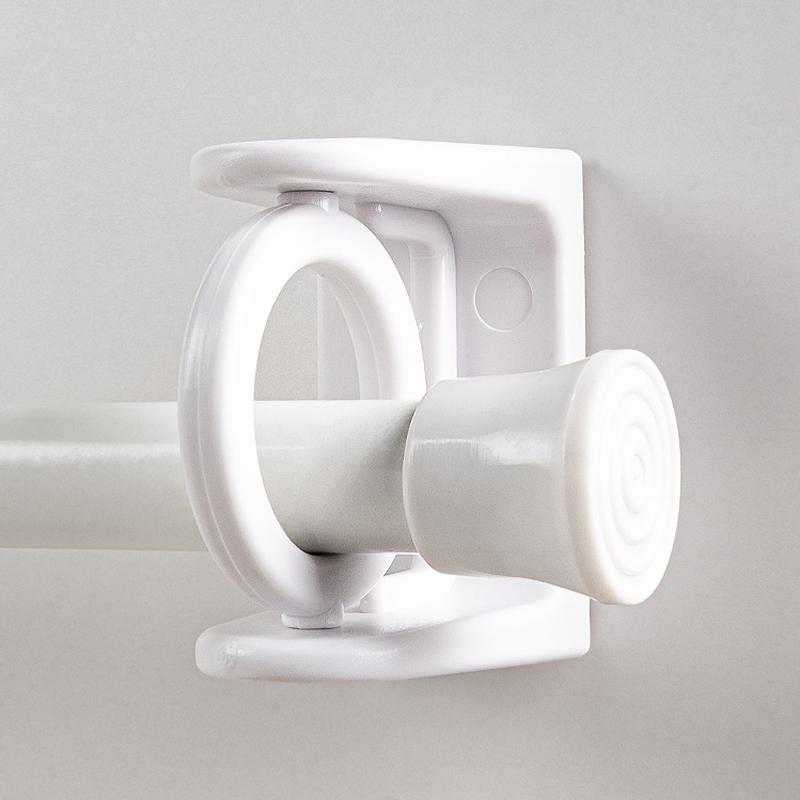 2Pcs Punch-free Curtain Rod Holder Clamp Hooks Self Adhesive Clothes Rail Bracket 360 Rotation Ring Adjustable Hooks