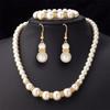 3In1 Set Elegant Pearl Necklace Earrings Bracelet Long Necklace Jewelry Gift
