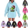Women's Casual Comfortable Neck Hooded Long Sleeve Christmas Print Warm Sweatshirt