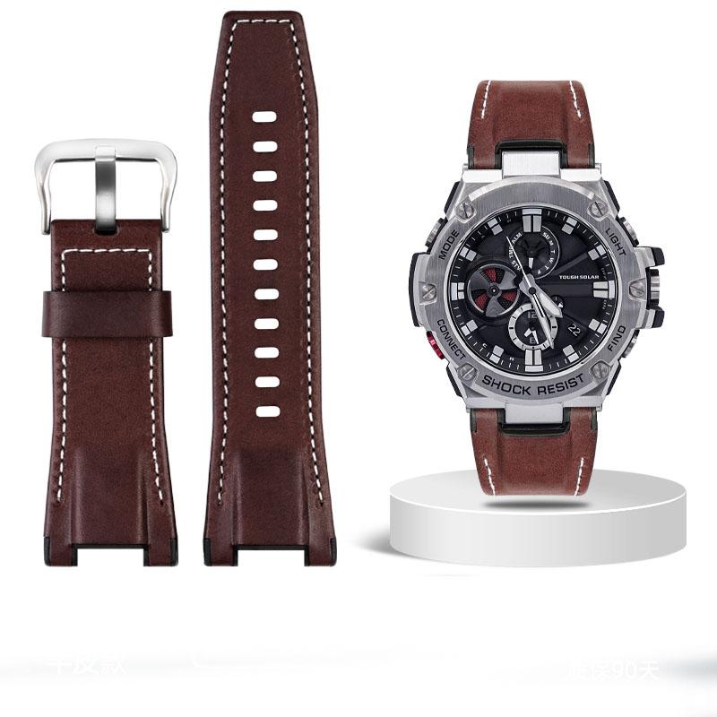 Оригинальный кожаный ремешок для часов Casio G-SHOCK GST-210/W120L/S130L/S310 GST-B100 W300/400G С вырезами Мужской ремешок 26 мм Аксессуары