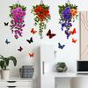 Painted Hanging Decorations Flower Basket Butterfly Bedroom Living Room Home Background Beautification Decoration Wall Stickers