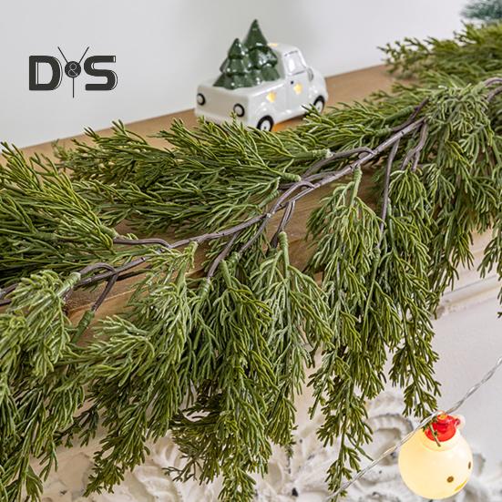 Рождественская гирлянда из искусственной зелени, гирлянда из лозы, зимнее украшение из искусственной сосновой лозы для каминной полки, лестницы, стола, декор