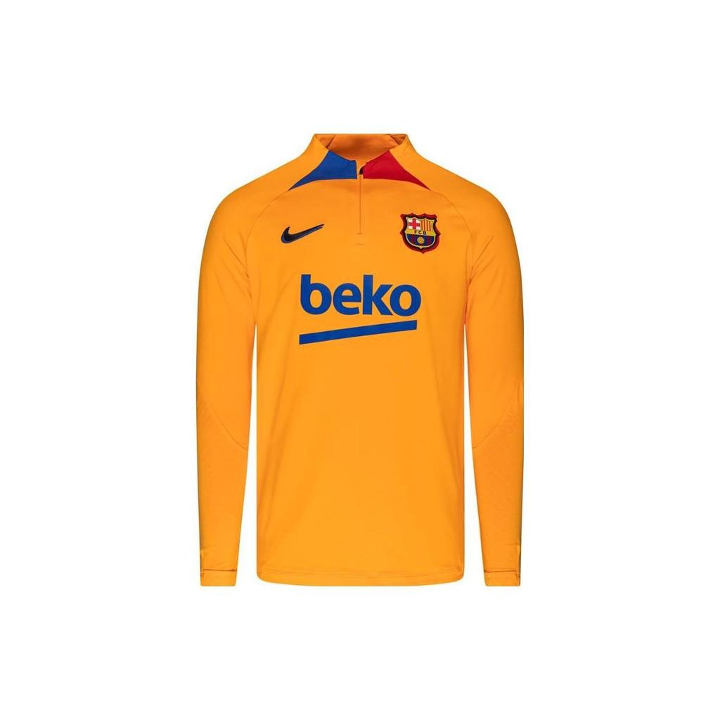 Nike Футболка с длинным рукавом для тренировок по футболу Barcelona с логотипом на молнии, мужская, оранжевая DH7682-837