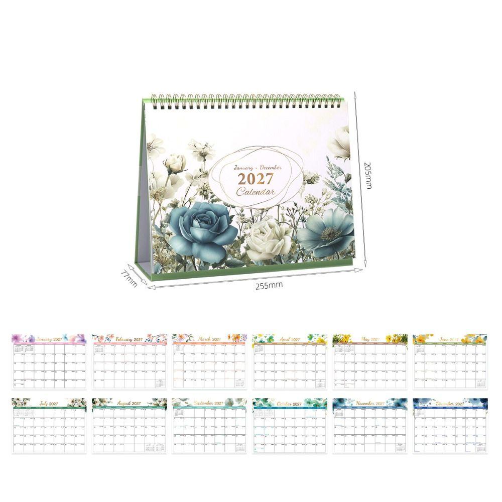 Foldable 2027 Flower Desk Calendar Jan. 2027 - Dec. 2027 Record Calendar Office