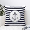 Наволочка квадратная с якорями и темно-синими полосами Декоративная наволочка Наволочка на заказ
