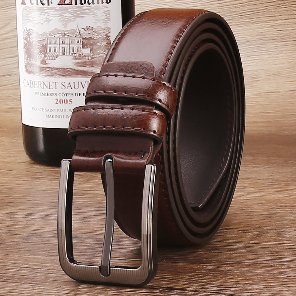 Ремень мужской из высококачественной искусственной кожи с пряжкой, ремень мужской повседневный для джинсов с удлиненной пряжкой для мужчин