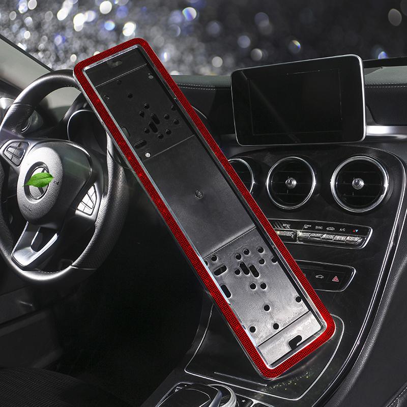 1PCS Russian Car License Plate Frame Crystal License Plate Frame Luxury Car Frame Plate Bling Car Accessories Interior for Woman