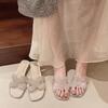 2025 новые летние ins фея сандалии сеть красный один слово шлепанцы корейская версия жемчужные стразы шлепанцы женская обувь