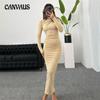 Women's Slim Feeling Solid Colour Temperament Long Package Hip Brand New Dresses