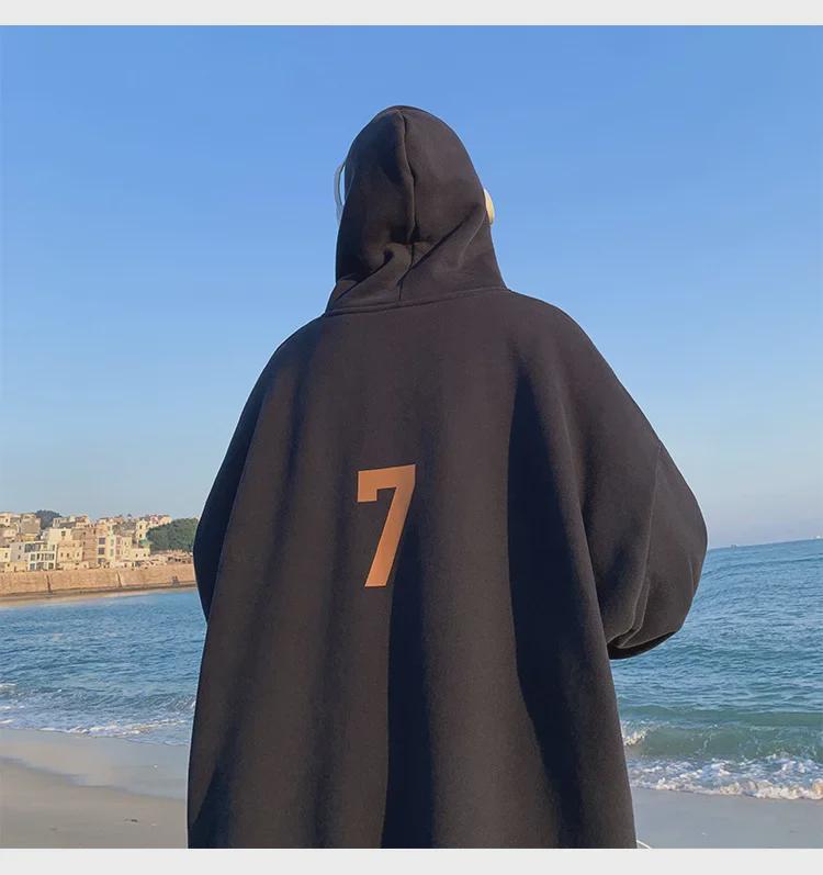 Мужская серая толстовка с капюшоном — модная свободная куртка в стиле хип-хоп на осень/зиму 2022 года