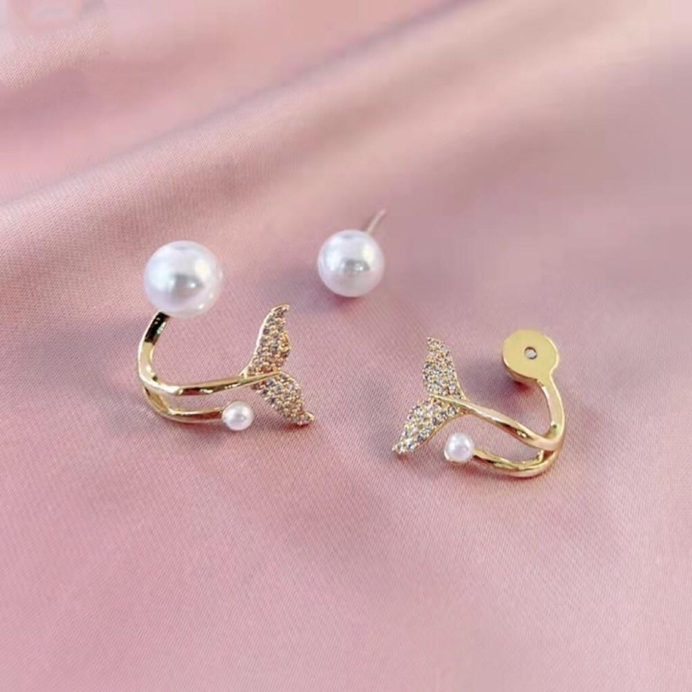 Personality Fish Tail Earrings Exquisite Design Fish Tail Stud Earrings Wedding Jewelry