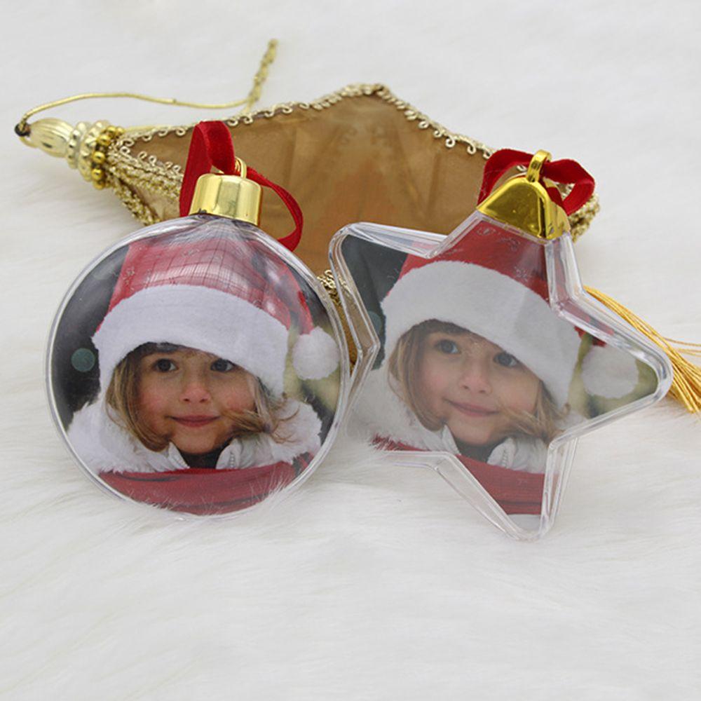 Festival Party Photo Christmas Ball Picture Frame Pendant Photograph Holder Xmas Tree Ornaments