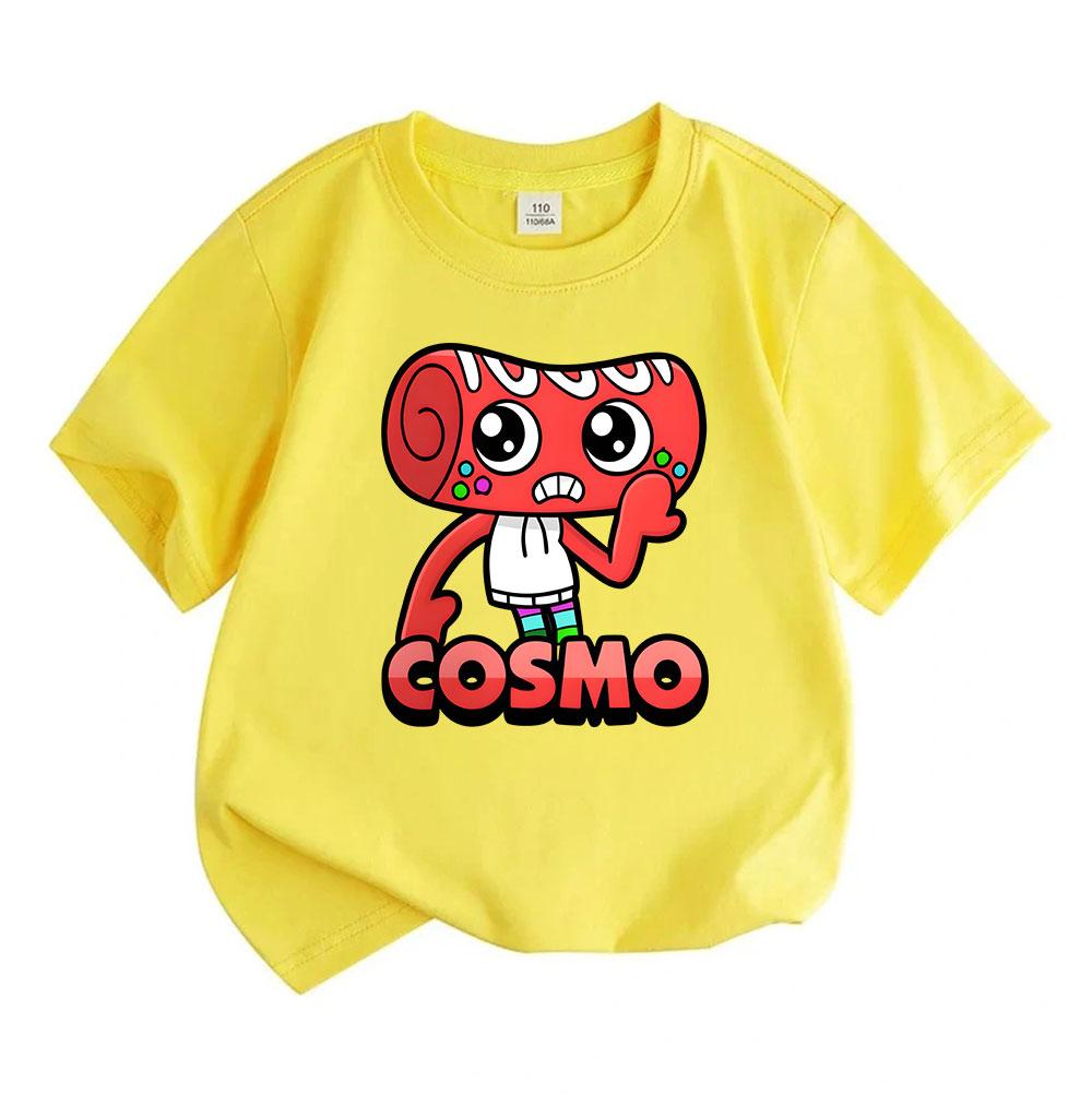 Kids Boys Girls 100% Cotton Short Sleeve O-neck T-shirt, Cute Red Cartoon Confused Character Printed Casual Soft Breathable Tee Top for Daily Wear Par