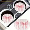 NonSlip Car Cup Mat Pink Bow Print Universal Coasters Set for Cute Vehicle Interior Styling