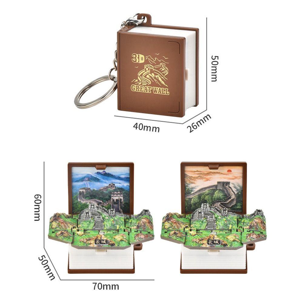 3D Book Folding Book Keychain Dinosaur Stress Relieve Toy Creative Mini Keyring  Children