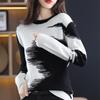Круглый вырез контрастные свитера женские корейские свободный крой повседневный универсальный вязаный свитер модный пуловер топ