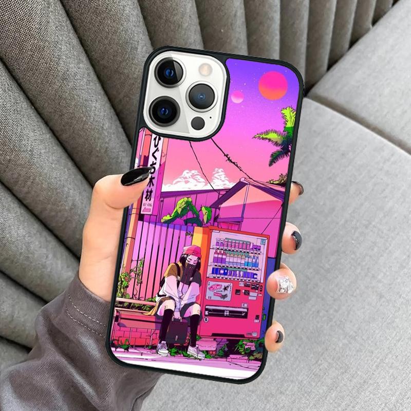 Чехол для телефона в стиле Vaporwave для iPhone 17 Air 16 16e 15 13 14 Pro Max 11 12 Plus 2022 MAX Защитный чехол coque