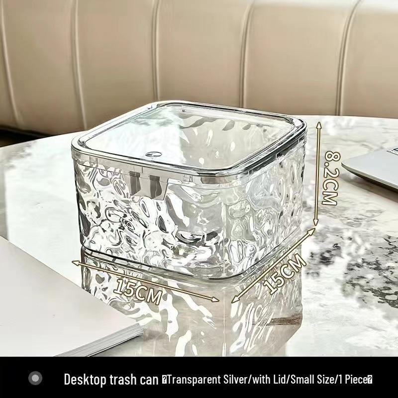 Compact Desktop Trash Bin with Lid, Press-Type Pop-Up Wastebasket for Kitchen, Dining, or Office Use