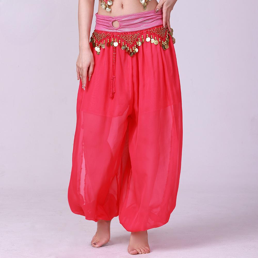 Костюм для танца живота, длинные штаны с пайетками, танцевальный костюм для выступлений, шифоновые шаровары