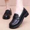 British Small Leather Shoes Women's 2024 New Autumn and Winter Velvet Flat-soled Single Shoes One Pedal Loafers Uniform Large Size Women's Shoes