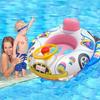 Summer Inflatable Toy Swimming Ring Racing Police Car Pattern Float Seat with Steering Wheel for Baby Pool Inflatable Water Toy