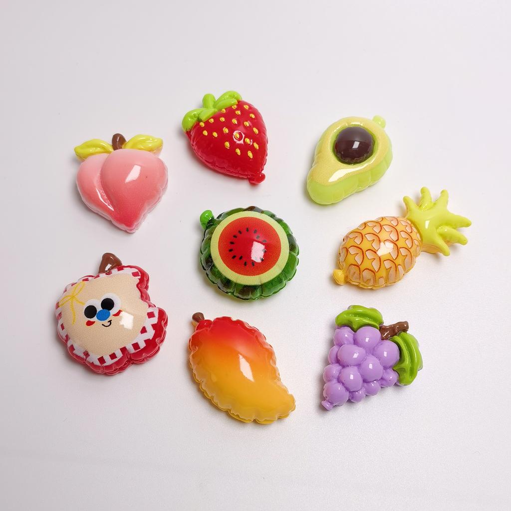 100PCS 3D Fruit Series Miniature Flat Back Resin Cabochons for Hairpin Scrapbooking DIY Home Decor Craft Accessories