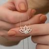 Sterling Silver Magnolia Flower Detailed Lotus Flower Necklace