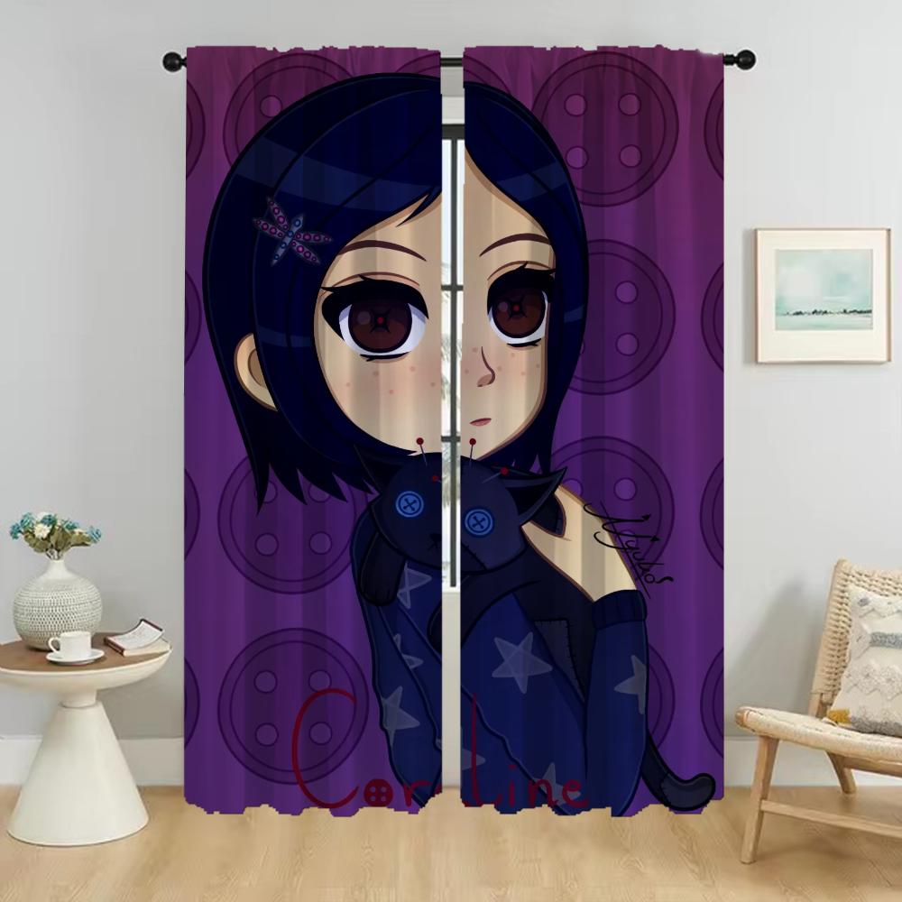 Шторы от комаров для камеры Coralines Window Curtain for Room 2 Panel Halloween Decoration Home Interior Curtains Shades